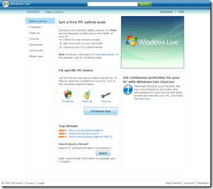 Windows Live OneCare Safety Scanner