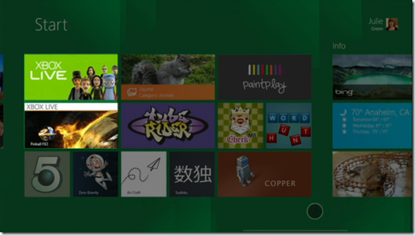 Xbox LIVE on Start Screen