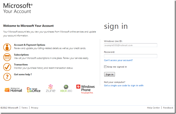 Microsoft Your Account