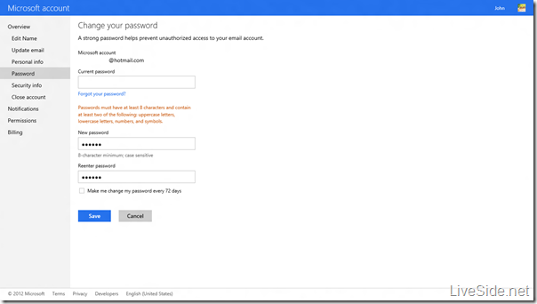 Microsoft account - Password requirements