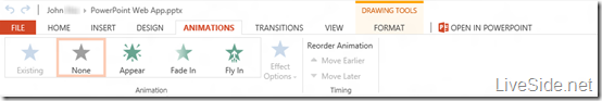 PowerPoint Web App - Edit Mode - Animations