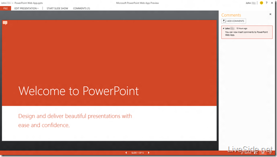PowerPoint Web App - View Mode with Comments