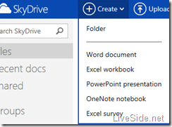 SkyDrive - Create documents