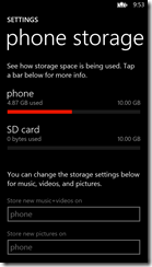 Storage settings and SD card support