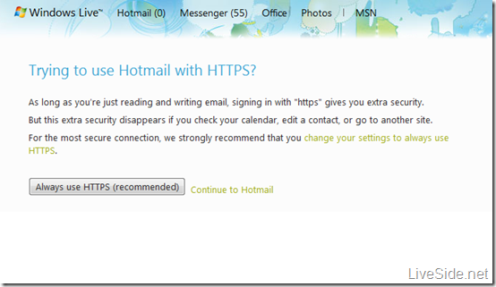 HTTPS on Hotmail