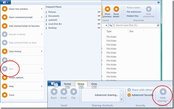 Windows 8 Explorer - Sync and Sharing