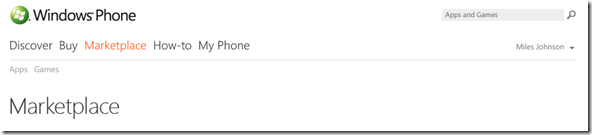 Web-based Windows Phone Marketplace