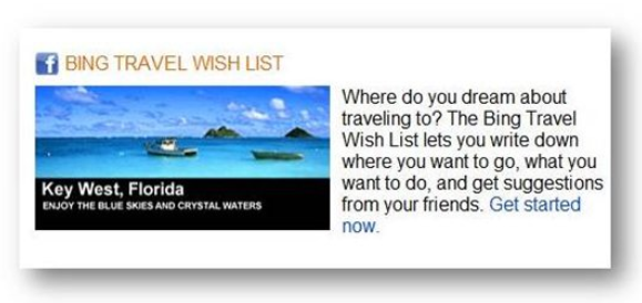 Bing Travel Wish List