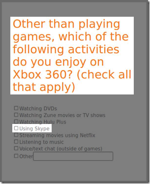 Xbox Survey - Skype