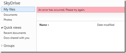 skydrive error