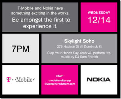 T-Mobile Nokia Press Event Invitation