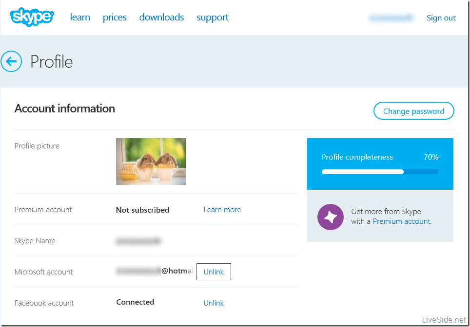 unlink skype account from microsoft account